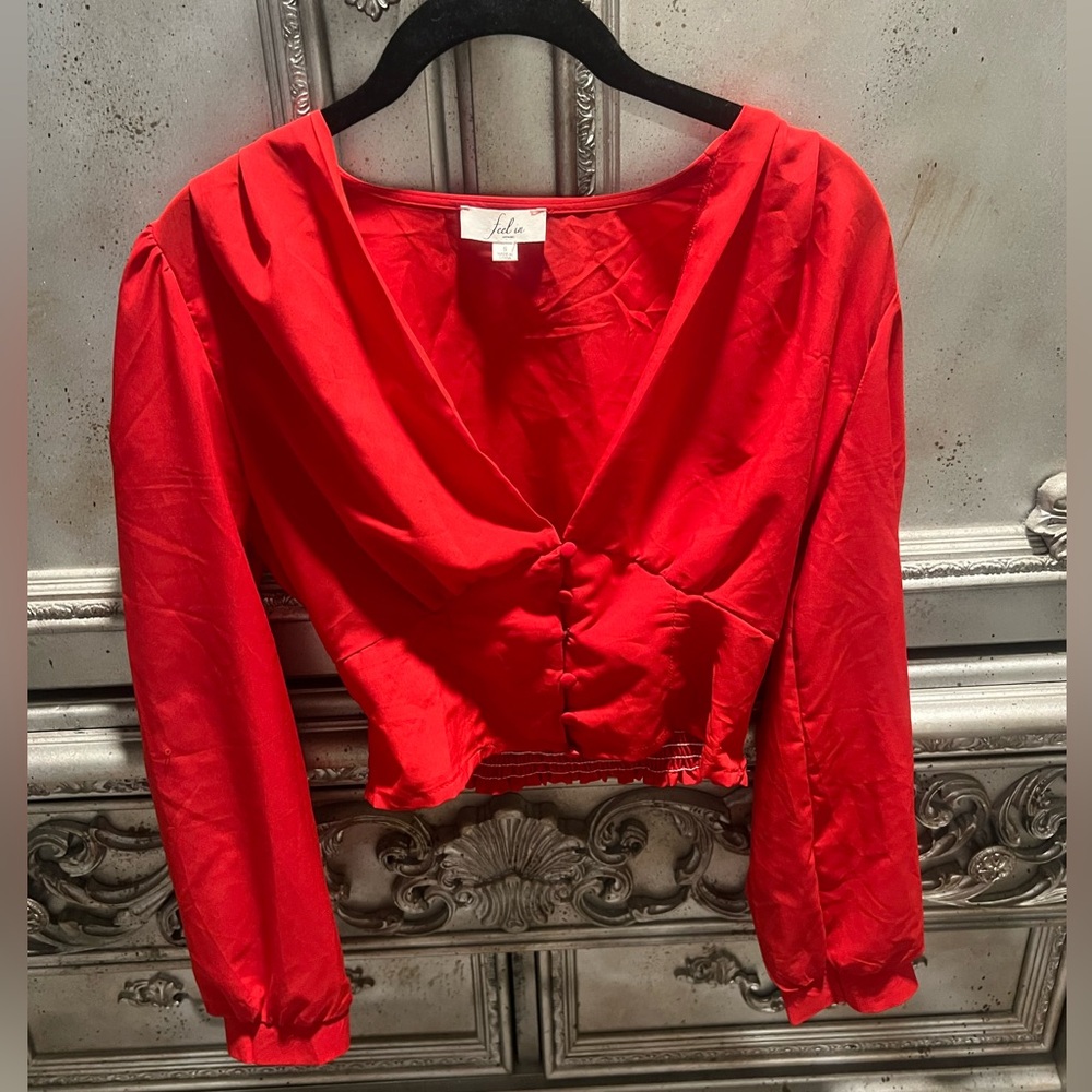 Feel In Red Crop Top Size Small